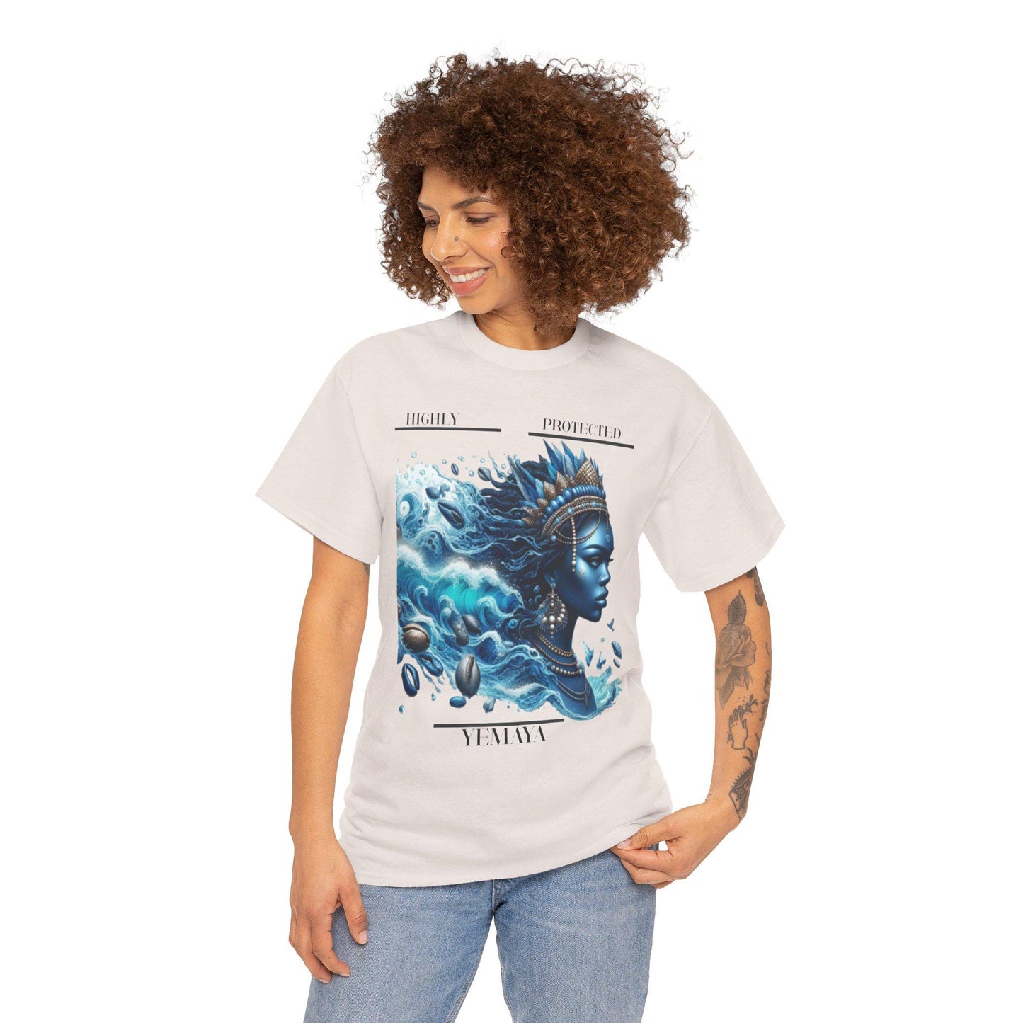 Highly Protected YEMAYA Tshirt, gift of Godparent or Devotee ,Bohemian T-Shirt,  Gift fo, Spiritual Apparel, Ashe YEMAYA