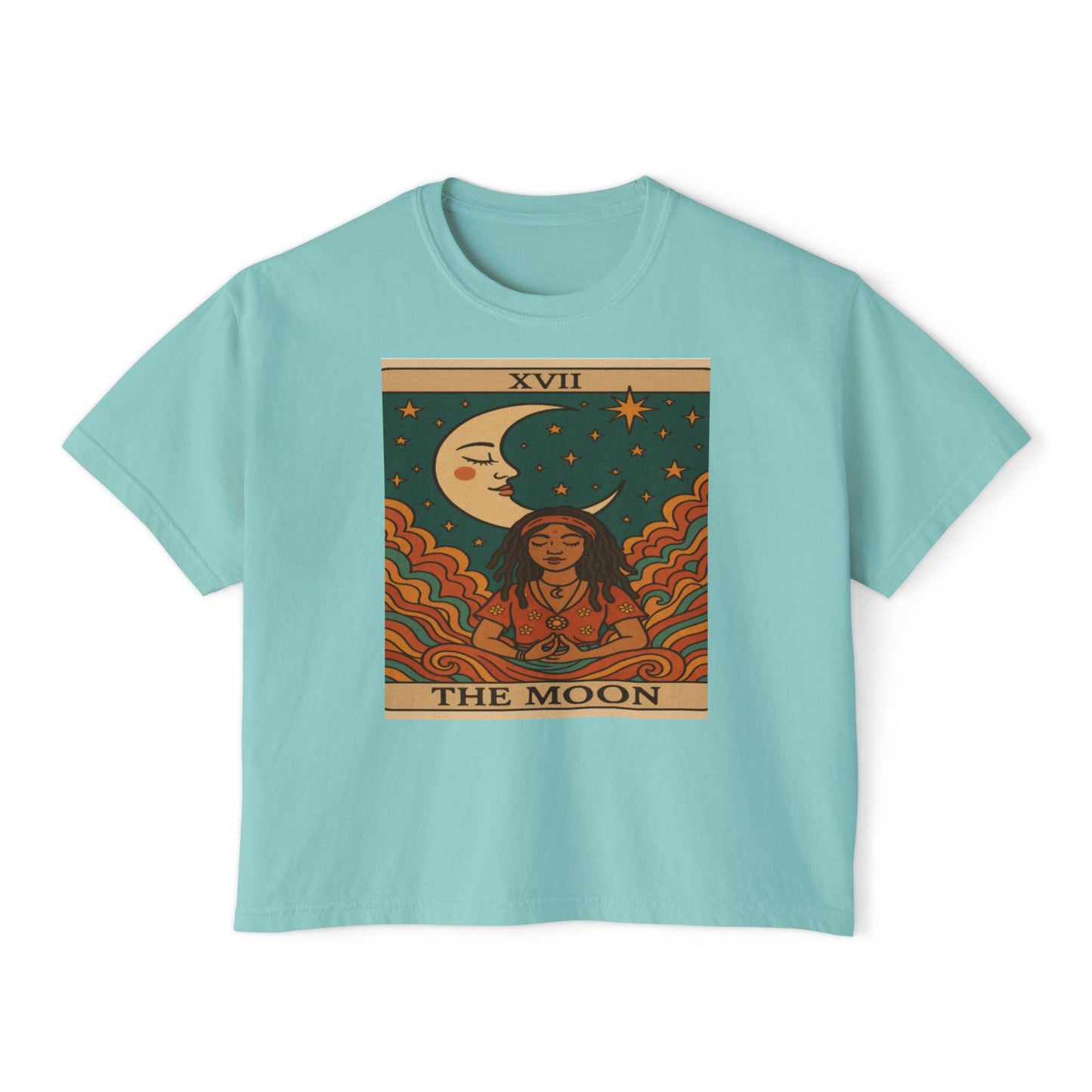 Mystical TAROT Moon Women's Boxy Tee, Tarot Tee, Astrology Shirt, Astrology Gift, Boho Fashion, Spiritual Apparel
