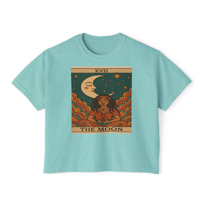 Mystical TAROT Moon Women's Boxy Tee, Tarot Tee, Astrology Shirt, Astrology Gift, Boho Fashion, Spiritual Apparel
