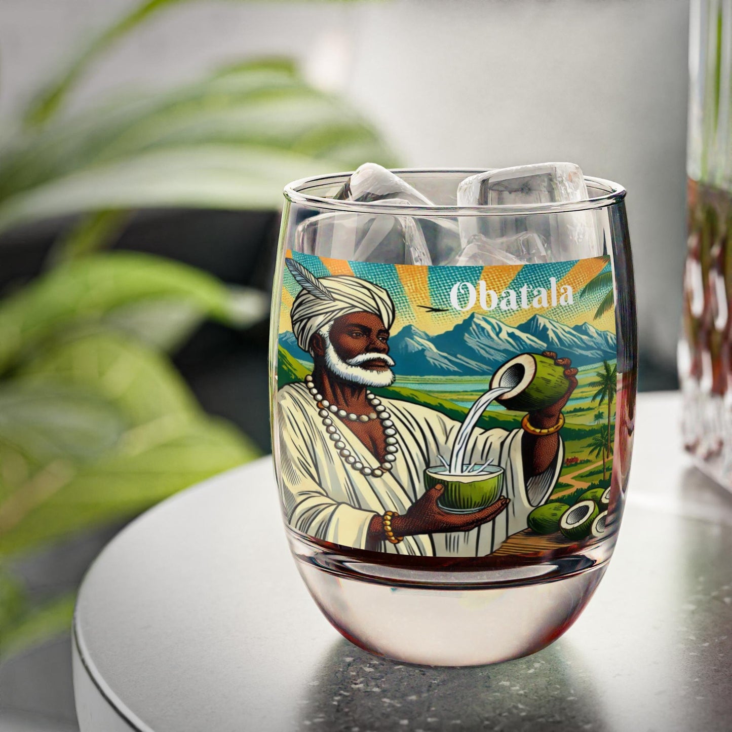 Obatalá “Cheers To” Whiskey Style Drinking Glass – Gift for Devotee or Godparent