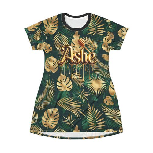 ASHE! Tropical Golden leaves and  ASHE! Honey Drip Tshirt DRESS!