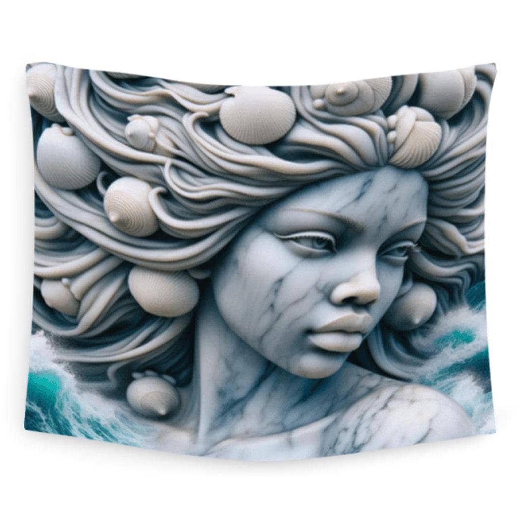 Maferefun YEMAYA Marble Ocean Tapestry – Orisha Wall Art | Gift for Devotee or Godparent