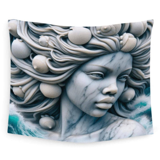 Maferefun YEMAYA Marble Ocean Tapestry – Orisha Wall Art | Gift for Devotee or Godparent
