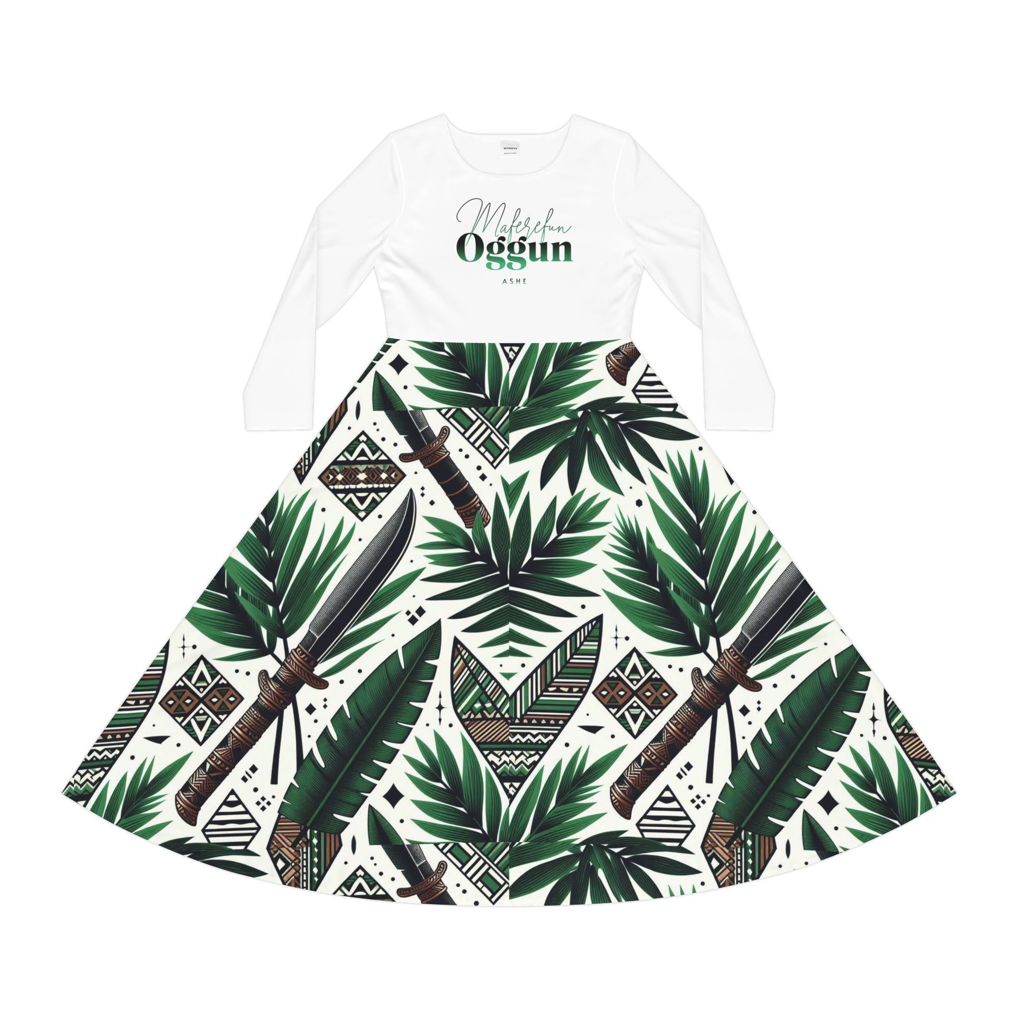Maferefun Orisha OGGUN Long sleeve Dress! Gift for devotee or Godmother! omo oggun stylish dress!! Ashe OGGUN!!