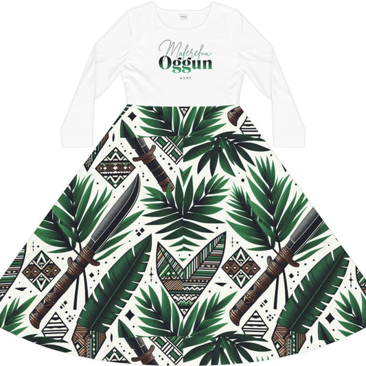 Maferefun Orisha OGGUN Long sleeve Dress! Gift for devotee or Godmother! omo oggun stylish dress!! Ashe OGGUN!!