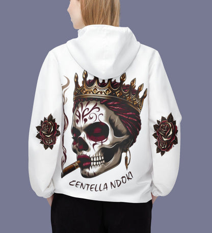 Centella NDOKI "Skulls & Roses" Palo Mayombe White Stylish Windbreaker Jacket! Somos!