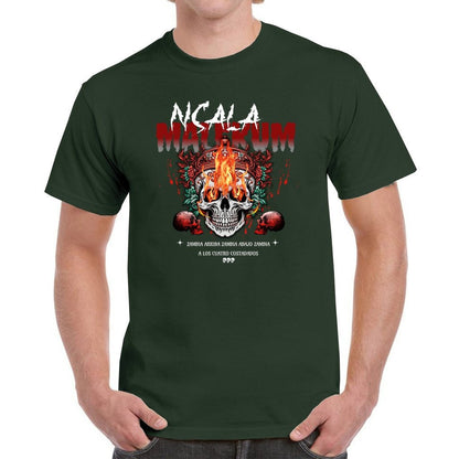 NSALA Malekum Palo Mayombe Zambia Arriba Skull with Fire Tshirt! Palo Mayombe Tata Yaya unisex Urban Tshirt.