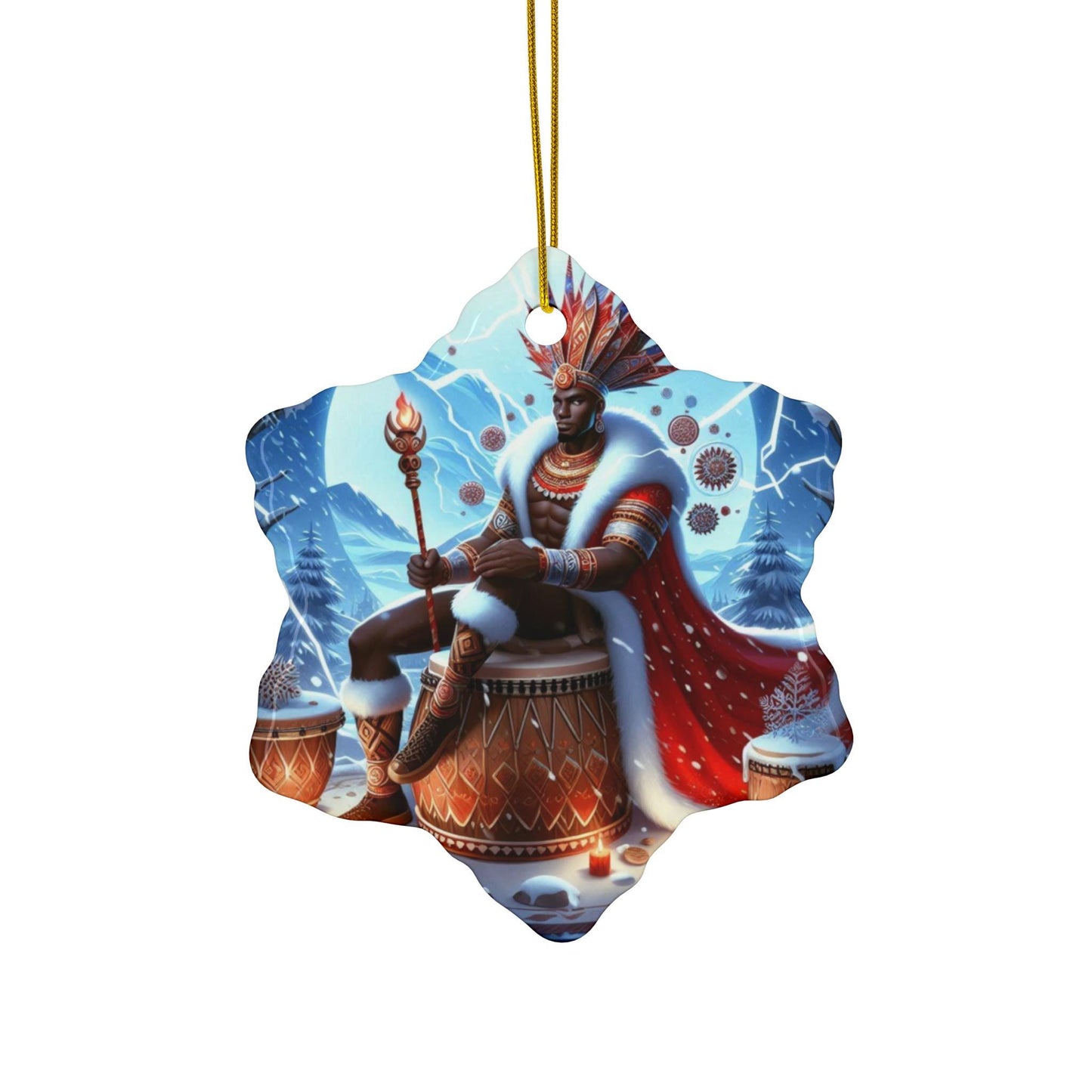 Orisha CHANGO Winter themed ornament!  Orisha Based Holiday Ornament! gift for devotee or godparent!