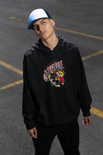 Orisha ELLEGUA "My tiny Giant"  Bear on skateboard Cute Retro Style Gift for a Friend Unisex Hoodie!