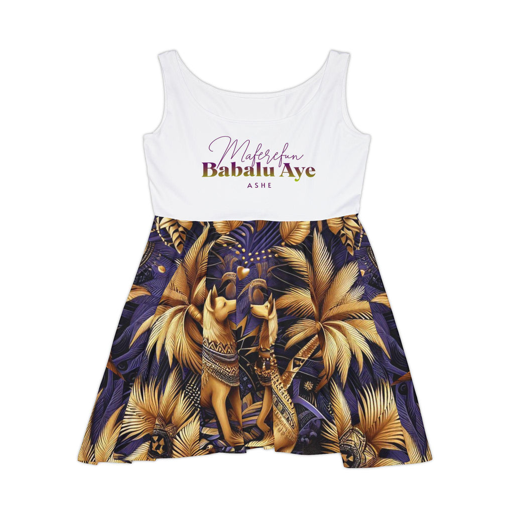 Maferefun BABALU_AYE Skater Summer Dress, Gift for Devotee or Godparents, Lucumi Based Orisha Inspired Summer Dress! Ashe Babalu Aye!