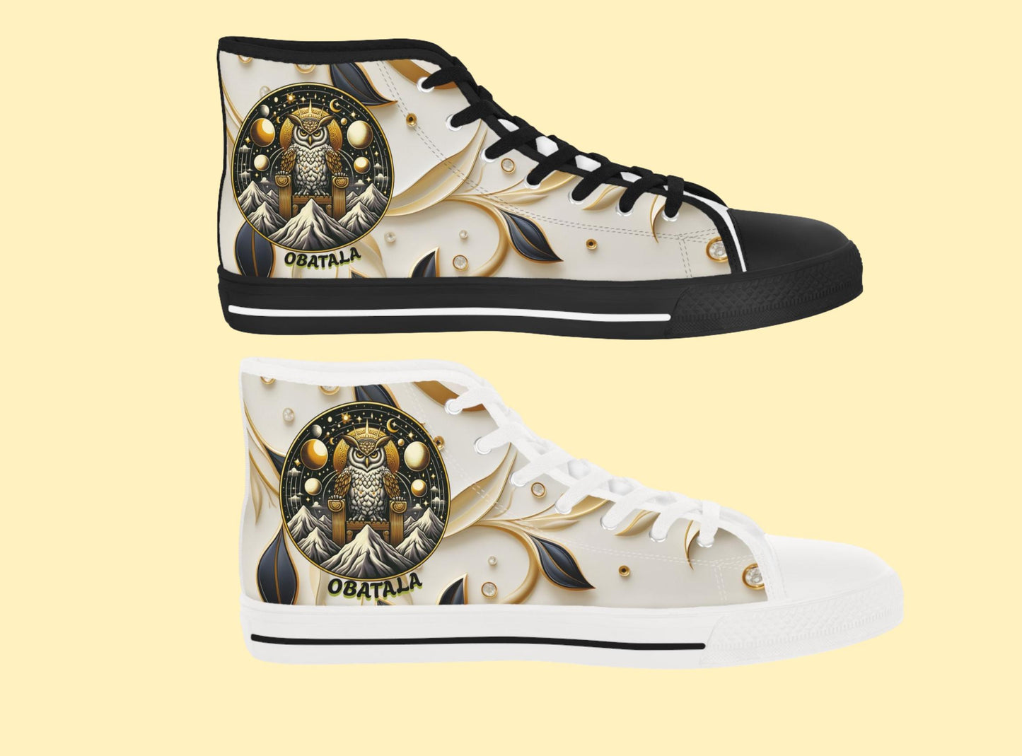 Orisha OBATALA "Calming Whites" High Top Sneakers! Gift for Devotee or godparent! Stylish Spiritual Footwear!