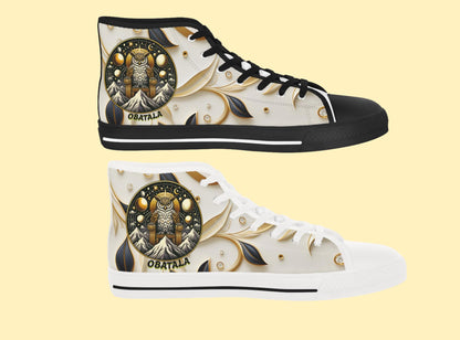 Orisha OBATALA "Calming Whites" High Top Sneakers! Gift for Devotee or godparent! Stylish Spiritual Footwear!