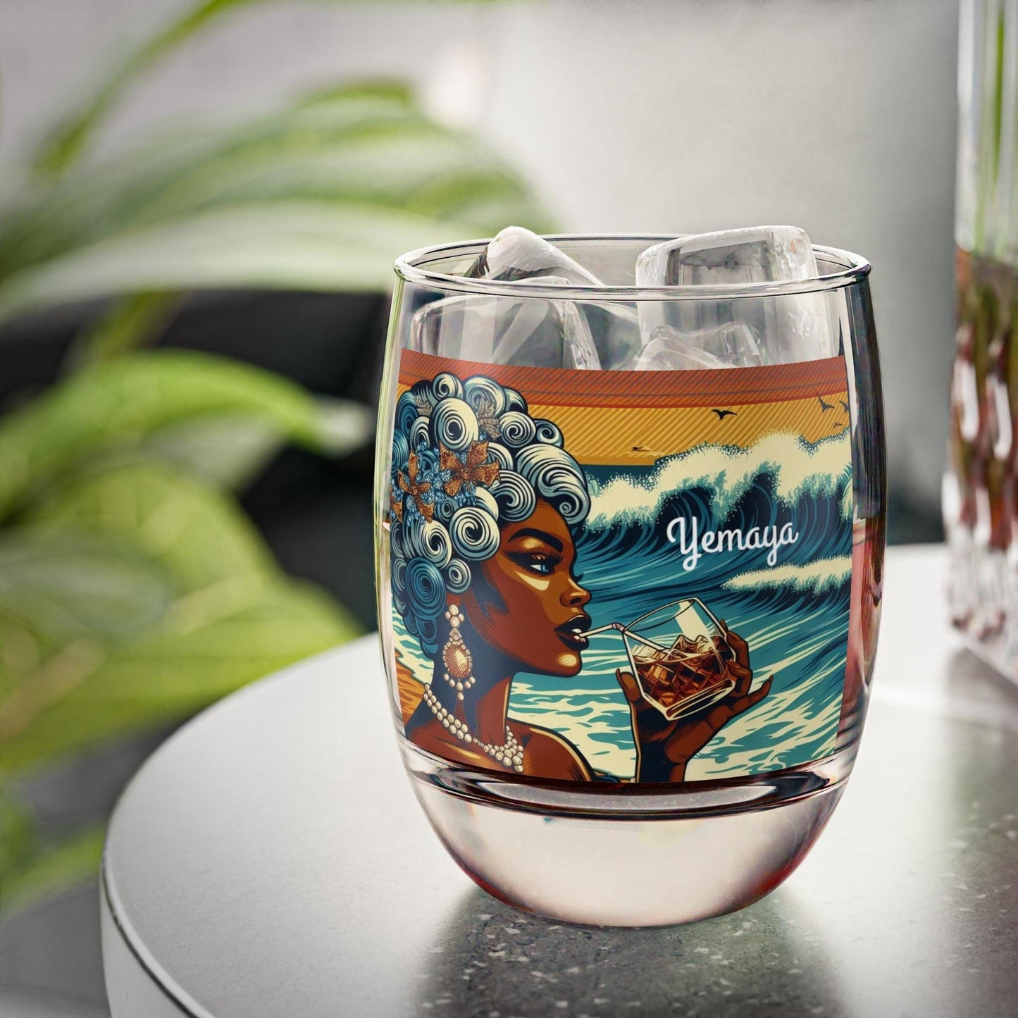 Yemaya “Cheers To” Whiskey Style Drinking Glass – Gift for Devotee or Godparent