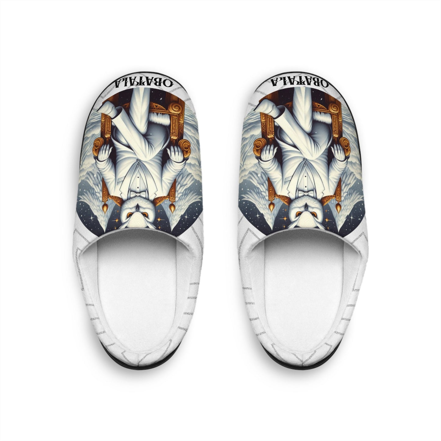 Orisha OBATALA "wise owl"  Stylish Comfy indoor Slippers, omo obatala, Gift for Devotee or Godparent slippers!!