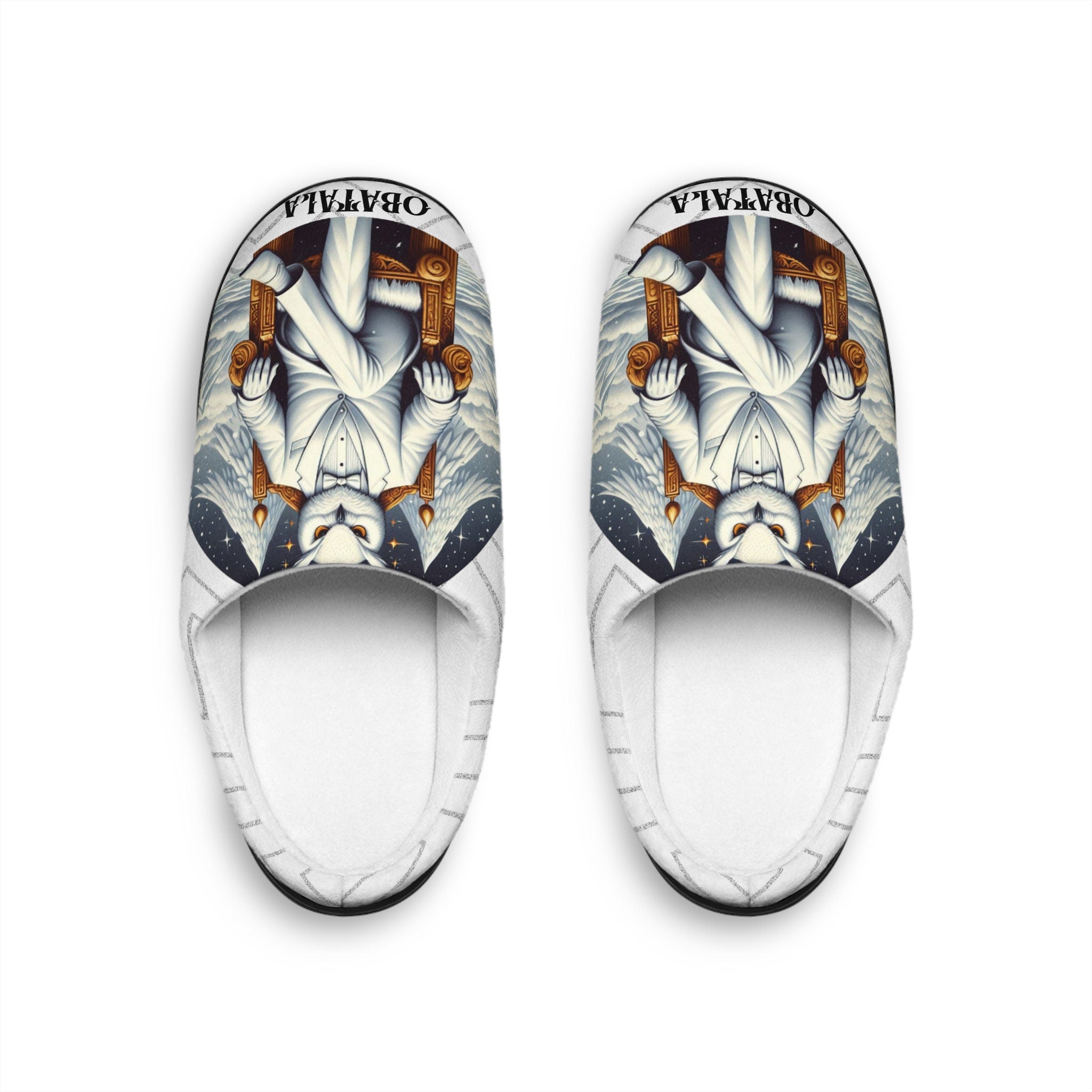 Orisha OBATALA "wise owl"  Stylish Comfy indoor Slippers, omo obatala, Gift for Devotee or Godparent slippers!!