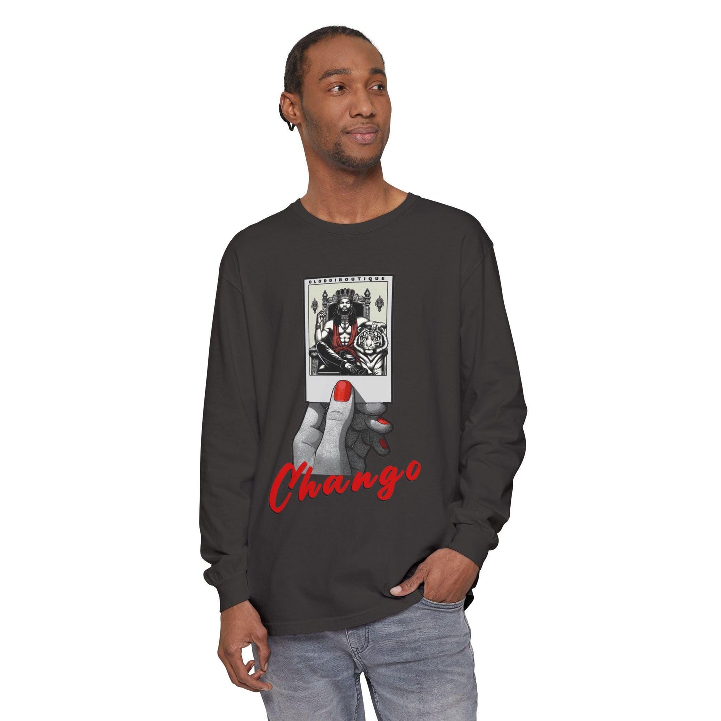 Polaroid Chango Long Sleeve Tee for Devotee & Godparent | Orisha Polaroid Collection