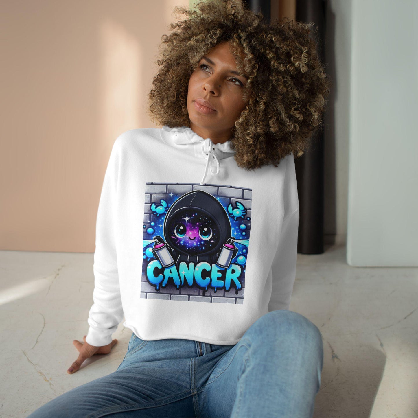 Cute Cancer Crop Hoodie - Zodiac Apparel, Astrology Gift, Trendy Women's Fashion, Horoscope Lover's Gift, Casual Wear