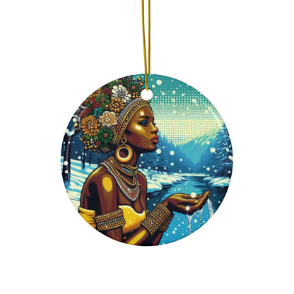 Orisha OSHUN winter theme ornament! festive orisha related ornament! Gift for devotee or godparent!