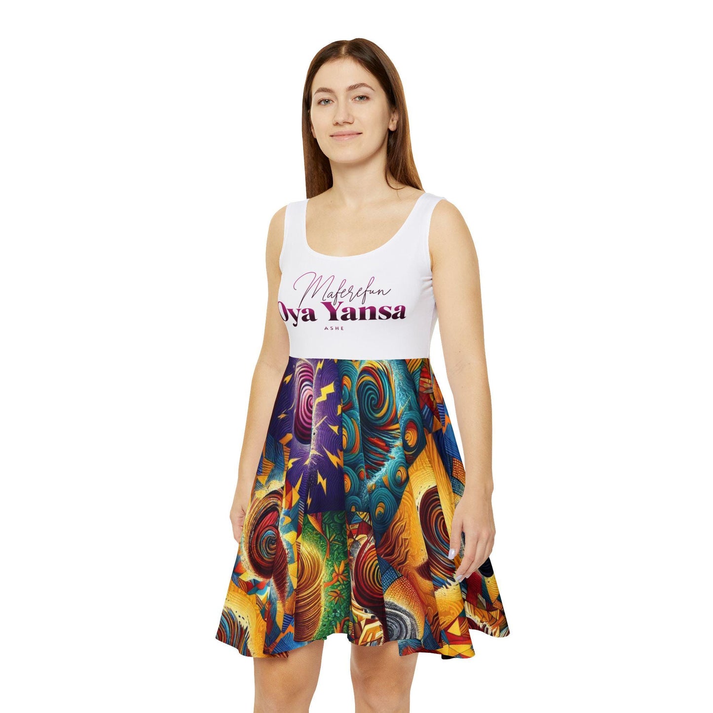 Maferefun OYA YANSA Summer Skater Dress! Gift for Devotee or Godparent! Lucumi Based Orisha OYA Ladies Summer Dress!