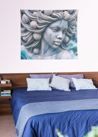 Maferefun YEMAYA Marble Ocean Tapestry – Orisha Wall Art | Gift for Devotee or Godparent