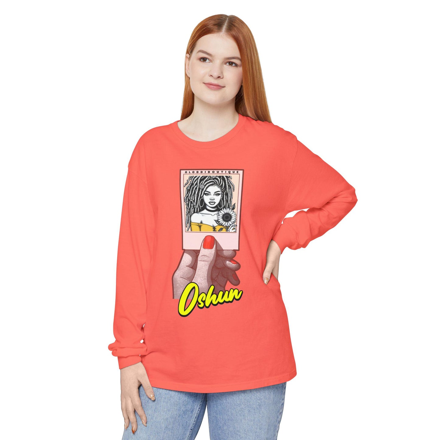 Polaroid Oshun Long Sleeve Tee for Devotee & Godparent ! Orisha Polaroid Collection