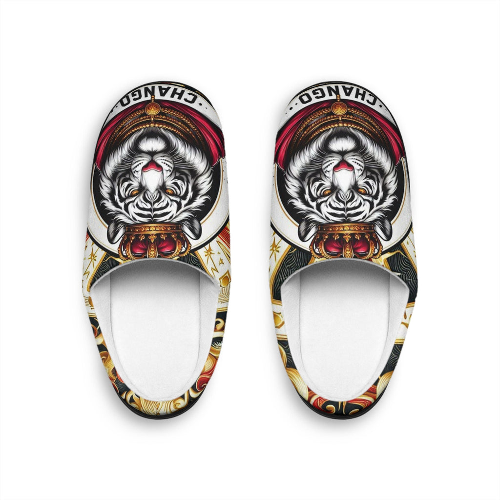 Orisha CHANGO "King Tiger" Stylish Comfy Indoor Slippers,  Kawosile Chango Tiger Slippers,Gift for devotee or godparent!