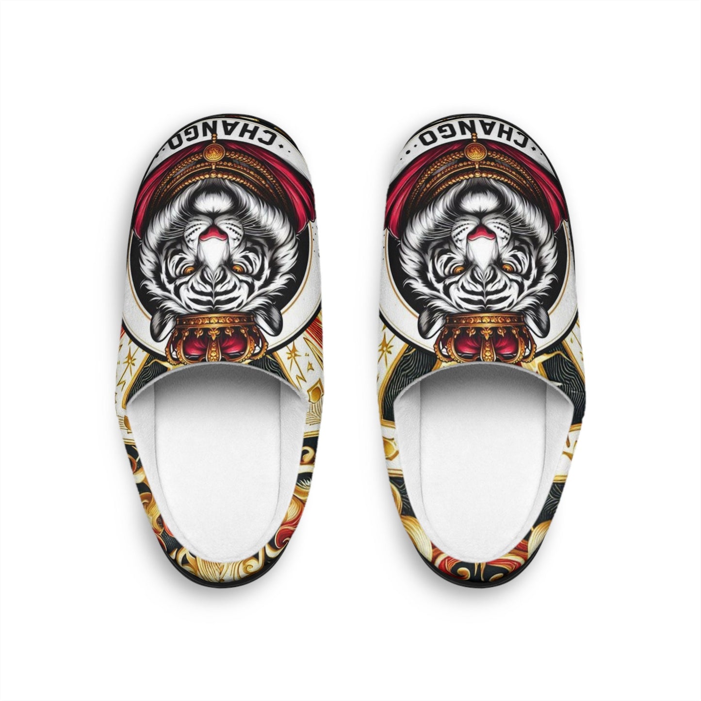 Orisha CHANGO "King Tiger" Stylish Comfy Indoor Slippers,  Kawosile Chango Tiger Slippers,Gift for devotee or godparent!