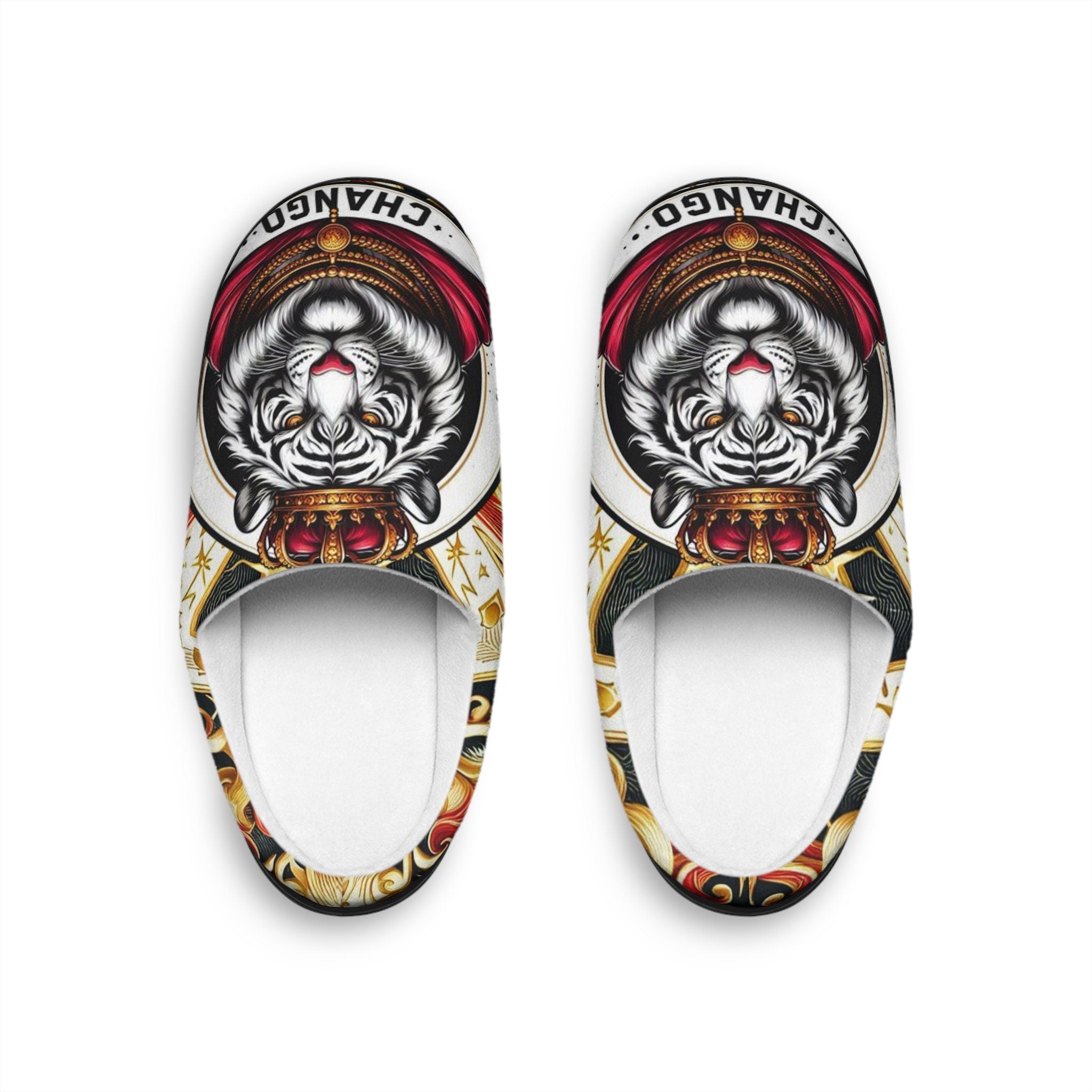 Orisha CHANGO "King Tiger" Stylish Comfy Indoor Slippers,  Kawosile Chango Tiger Slippers,Gift for devotee or godparent!