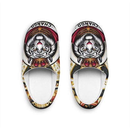 Orisha CHANGO "King Tiger" Stylish Comfy Indoor Slippers,  Kawosile Chango Tiger Slippers,Gift for devotee or godparent!