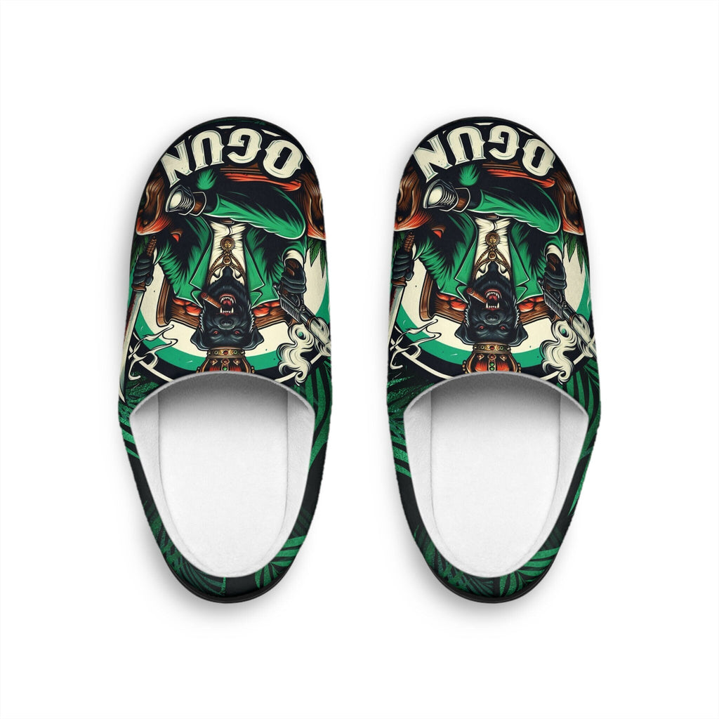 Orisha OGGUN "Armed and Ready" Fierce Dog Indoor Stylish Slippers, Omo Oggun slippers, Gift for devotee or godparent!