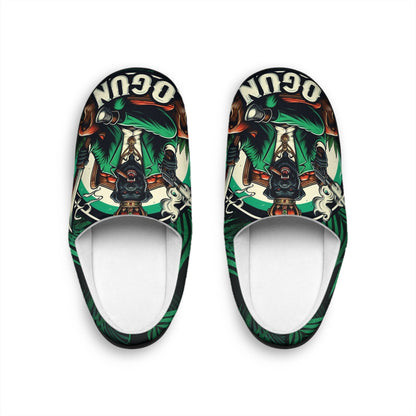 Orisha OGGUN "Armed and Ready" Fierce Dog Indoor Stylish Slippers, Omo Oggun slippers, Gift for devotee or godparent!