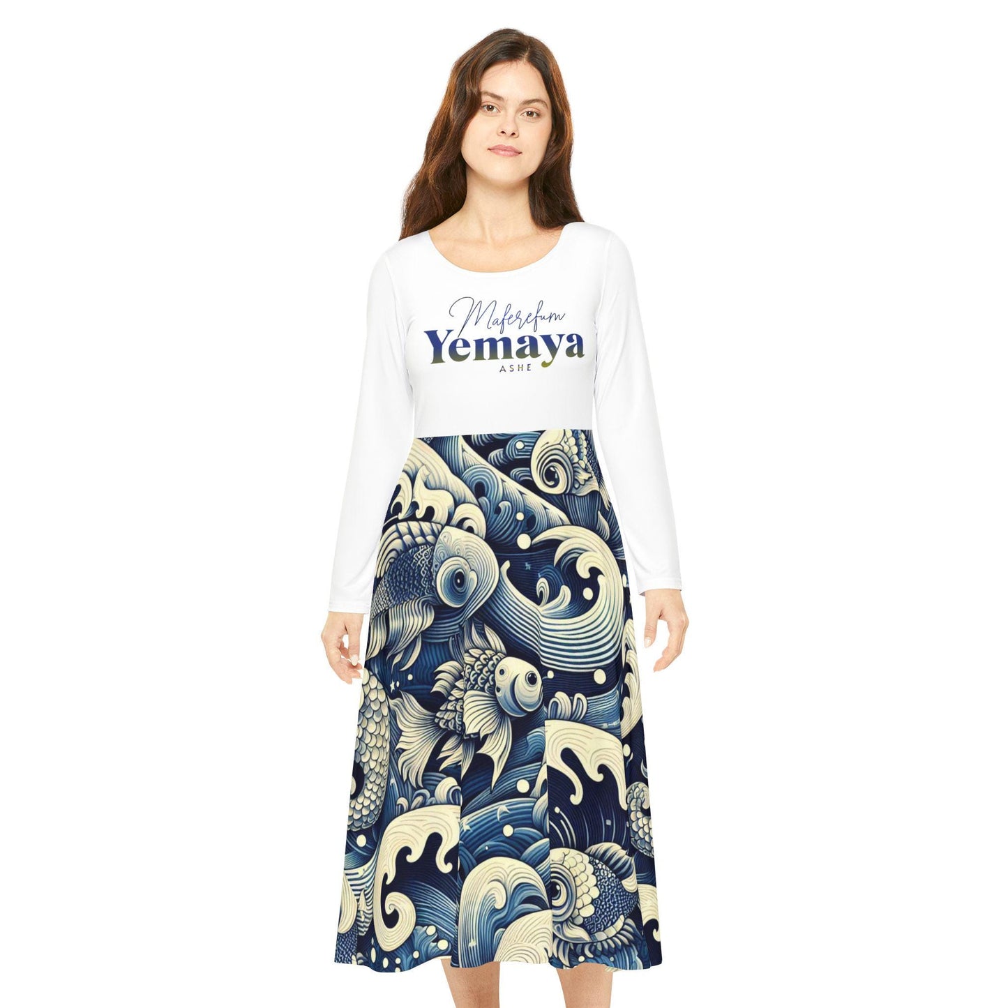 Maferefun YEMAYA Long Sleeve Dress! Gift for Devotee or Godparent! Fall/Winter Lucumi Based Yemaya Dress!
