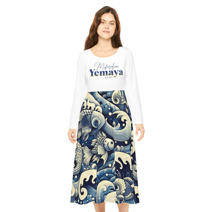 Maferefun YEMAYA Long Sleeve Dress! Gift for Devotee or Godparent! Fall/Winter Lucumi Based Yemaya Dress!