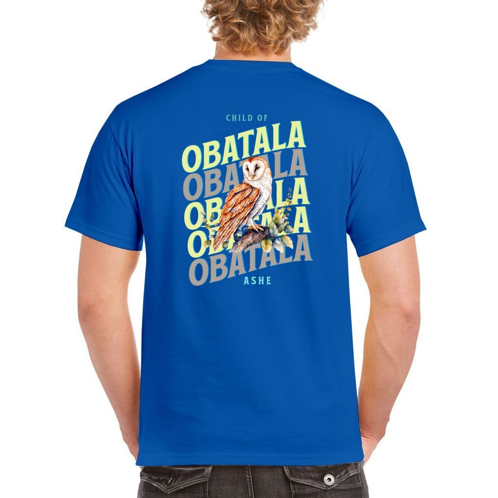 Orisha OBATALA Owl Ashe Unisex Retro tshirt, Child of Obatala Tshirt, Ashe Obatala Afroculture Yoruba Orisha Tshirt