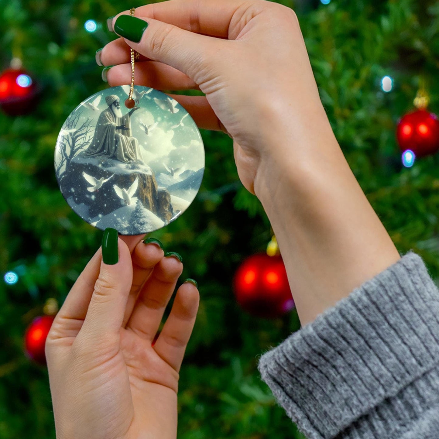 Orisha inspired OBATALA winter themed Holiday Ornament,Gift for devotee or Godparent!
