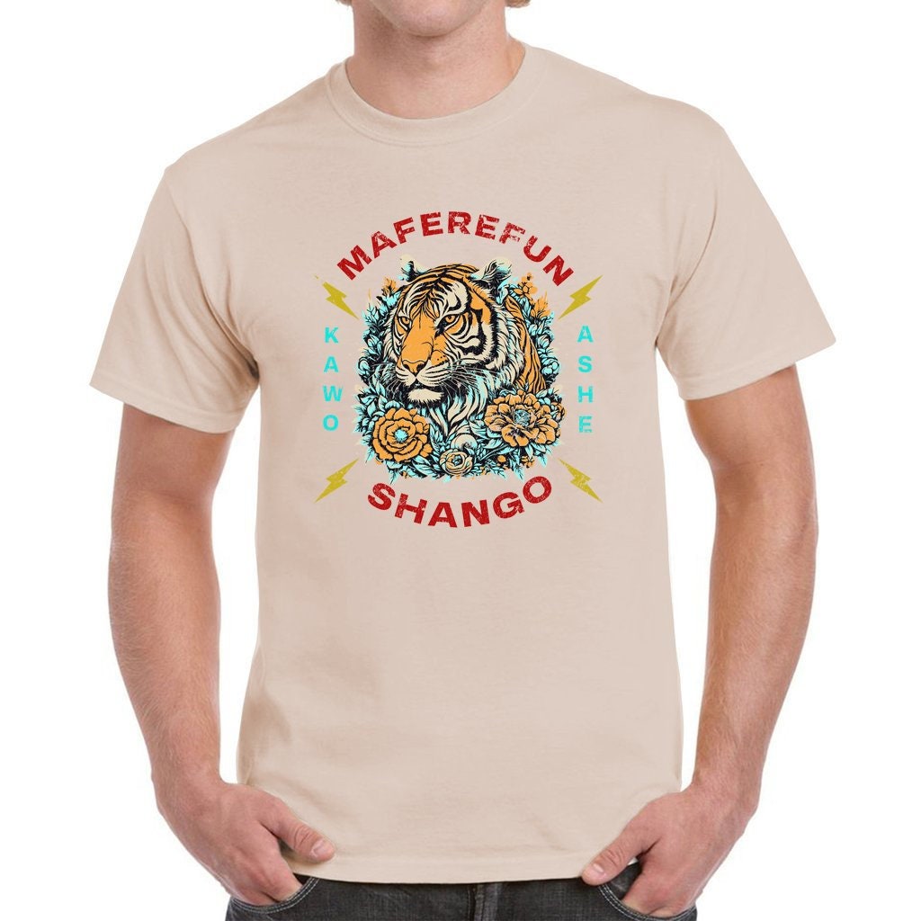 Maferefun SHANGO tiger and lightening Kawo Ashe Tshirt!