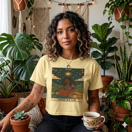 STAR Tarot cute Boxy Tee, Boho Shirt, Astrology Gift, Festival Outfit, Everyday Wear, Spiritual Apparel